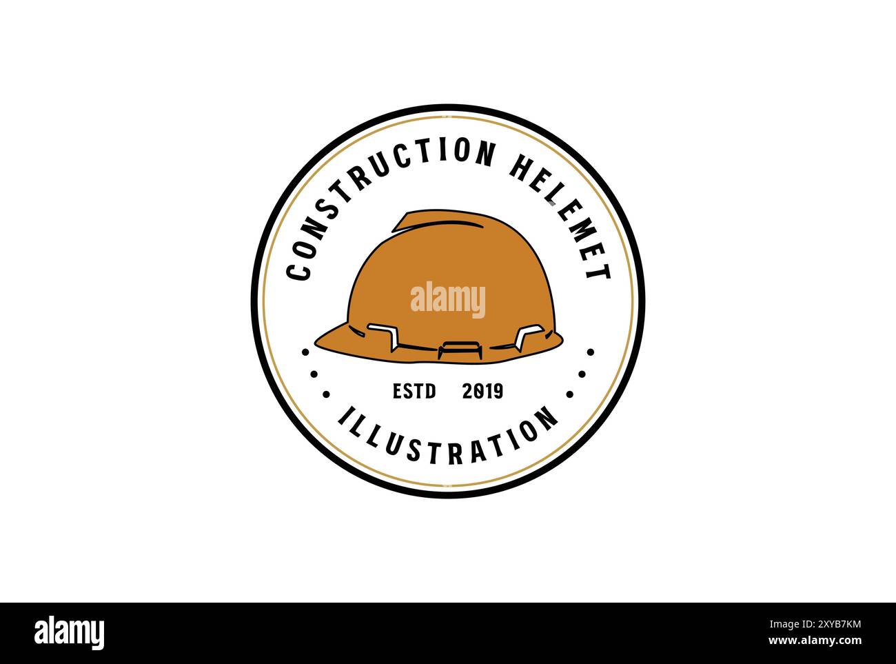 Vintage Retro Builder Helmet badge Emblem Label pour le vecteur d'illustration de construction Illustration de Vecteur
