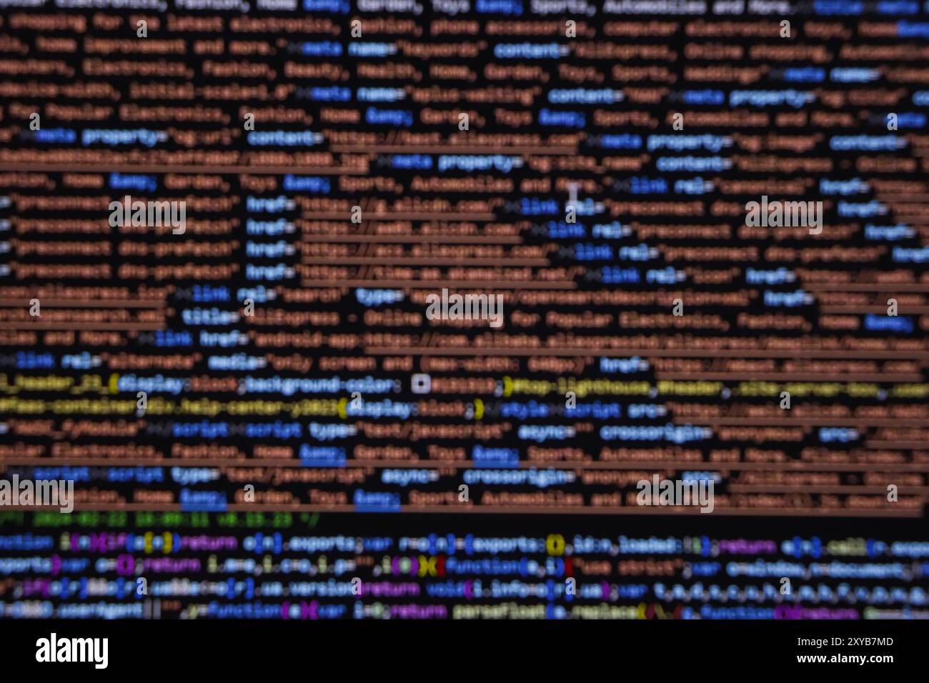 Écran de résumé du code de programmation du développeur de logiciel. Script d'ordinateur Banque D'Images