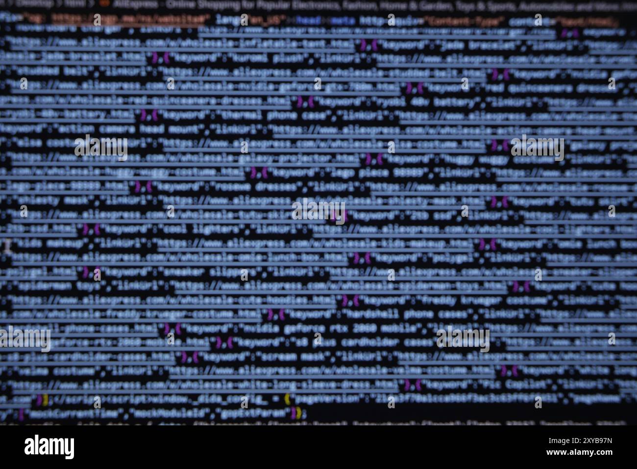 Écran de codage de programmation, écran de codage de développeur Web Banque D'Images