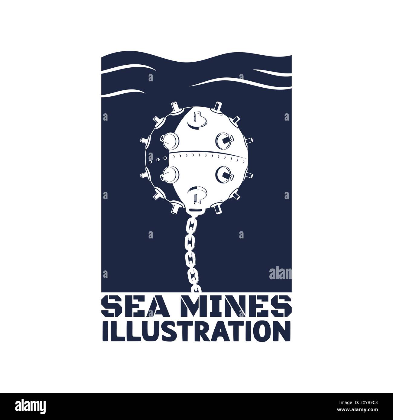 Vecteur d'illustration de mine de mer rétro vintage Illustration de Vecteur