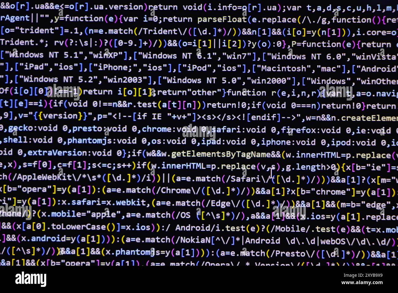 Écran du programme de codage du développeur Web Banque D'Images