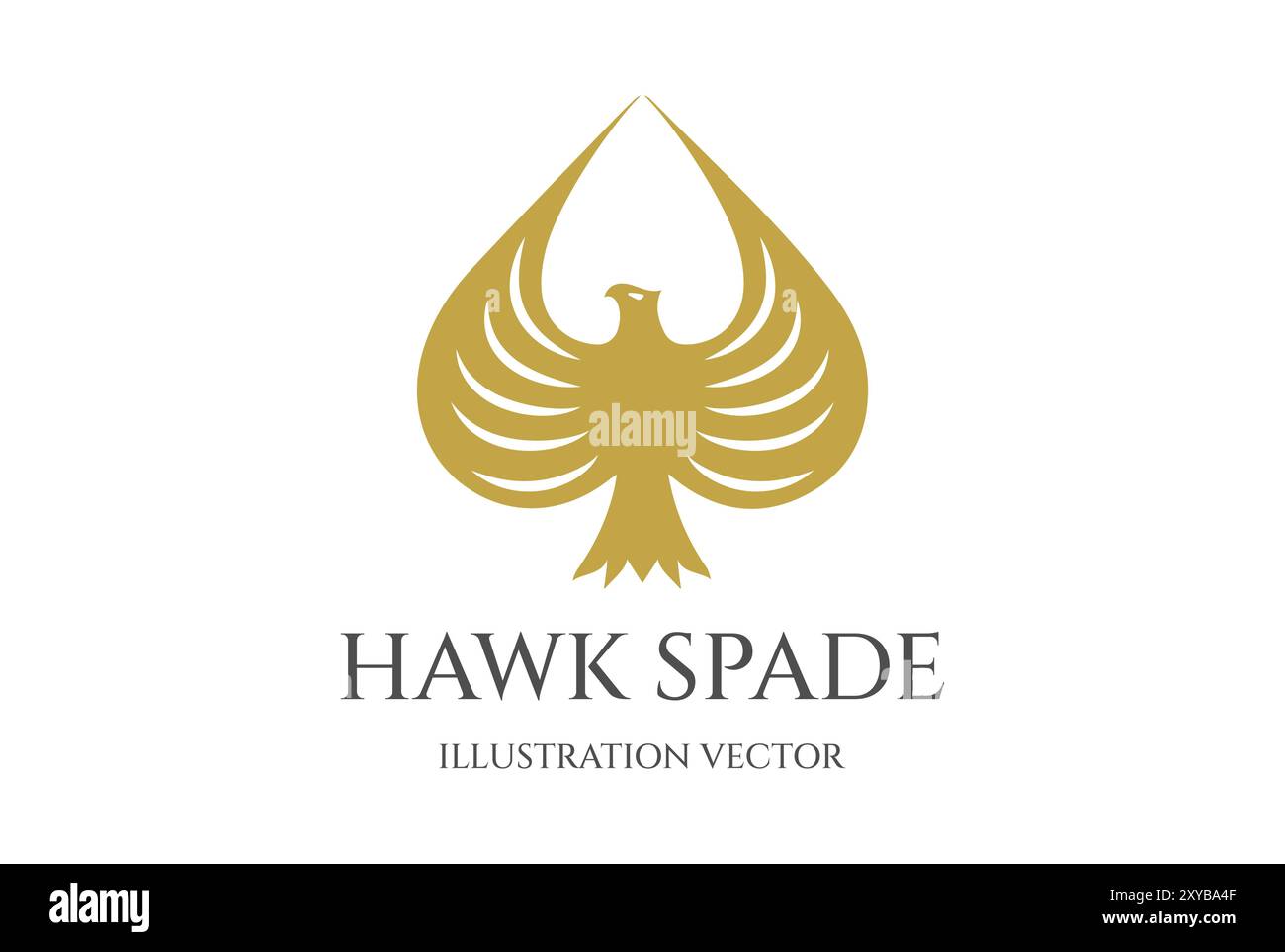 Golden Eagle Hawk Falcon Ace Spade icône illustration vecteur Illustration de Vecteur