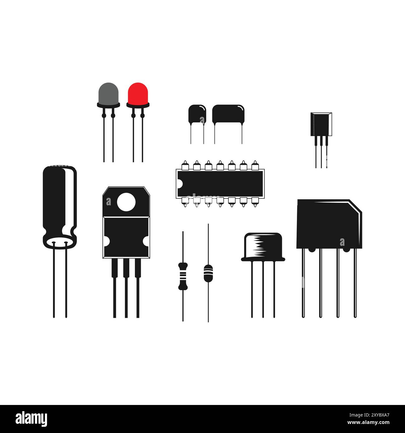 Collection de composants électroniques électriques icône illustration vecteur Illustration de Vecteur