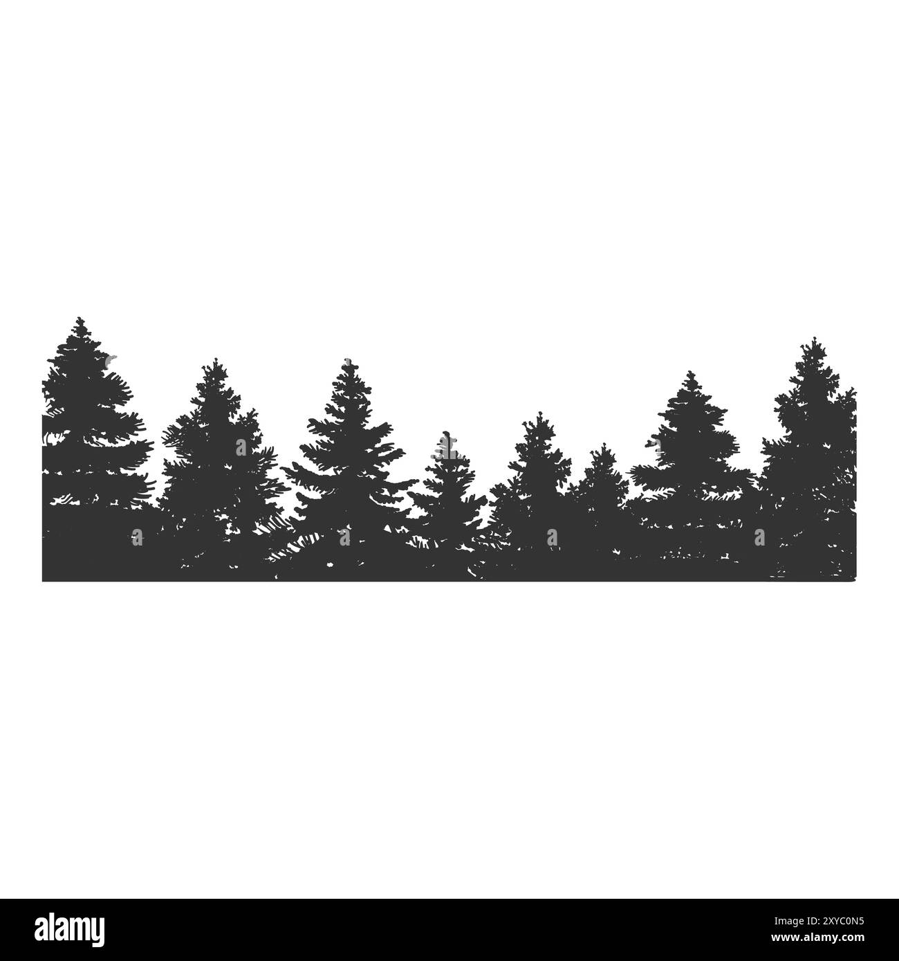 Vintage rétro Pine Cedar Spruce Conifer conifère Evergreen Larch Fir Trees Forest Silhouette icône illustration vecteur Illustration de Vecteur