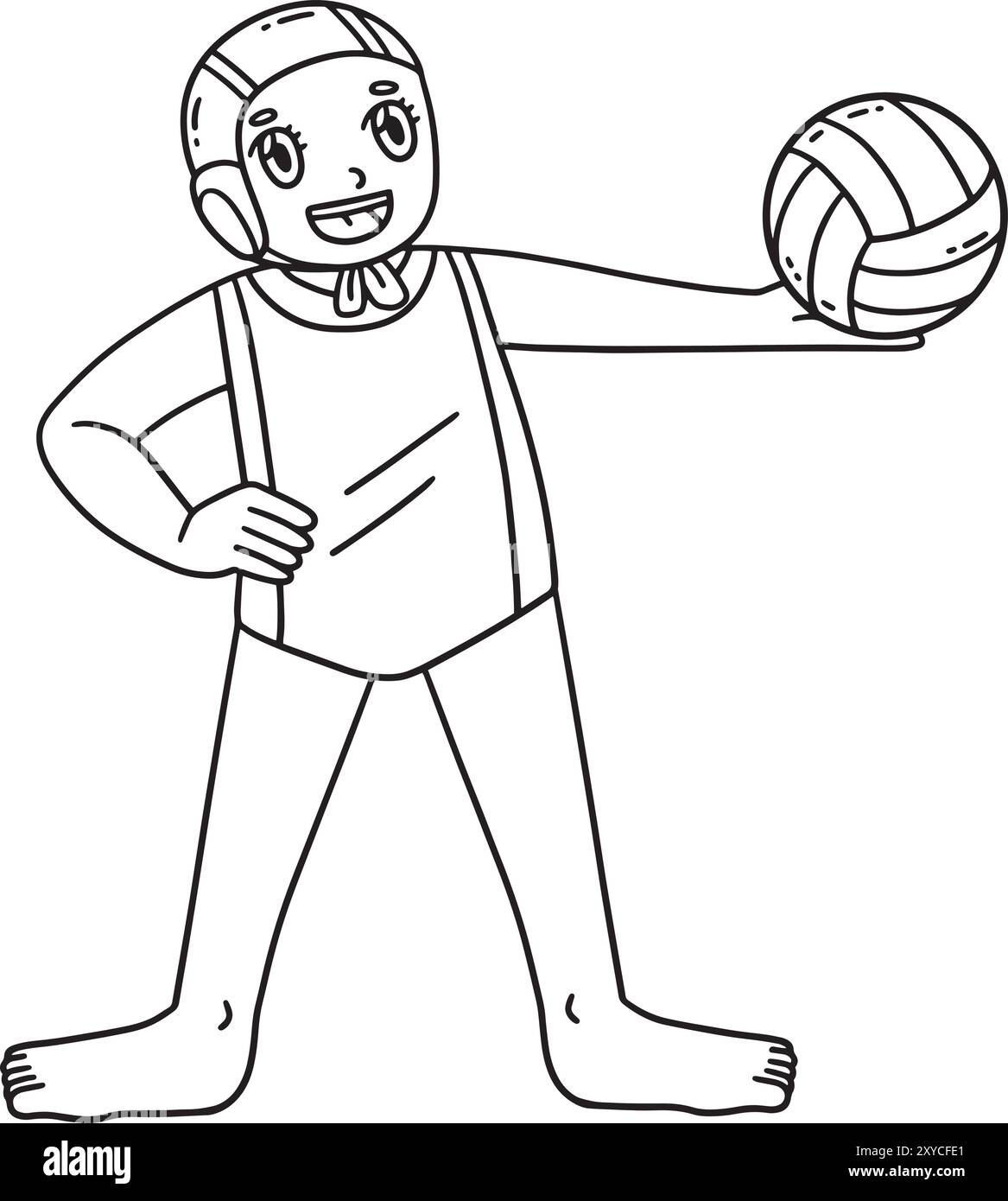 Joueur féminin de water-polo tenant le ballon isolé Illustration de Vecteur