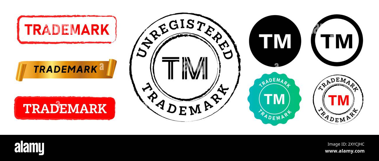 Emblème de marque de commerce non déposée symbole de la collection de protection des droits légaux de marque de commerce non déposée Illustration de Vecteur