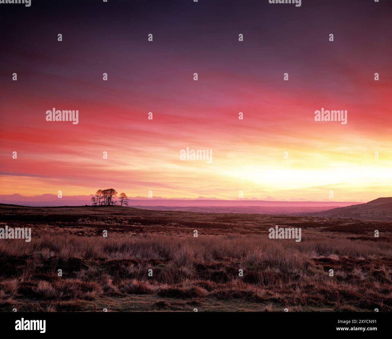Royaume-Uni. Angleterre. Yorkshire Dales. Coucher de soleil près de Melmerby à Coverdale. Banque D'Images