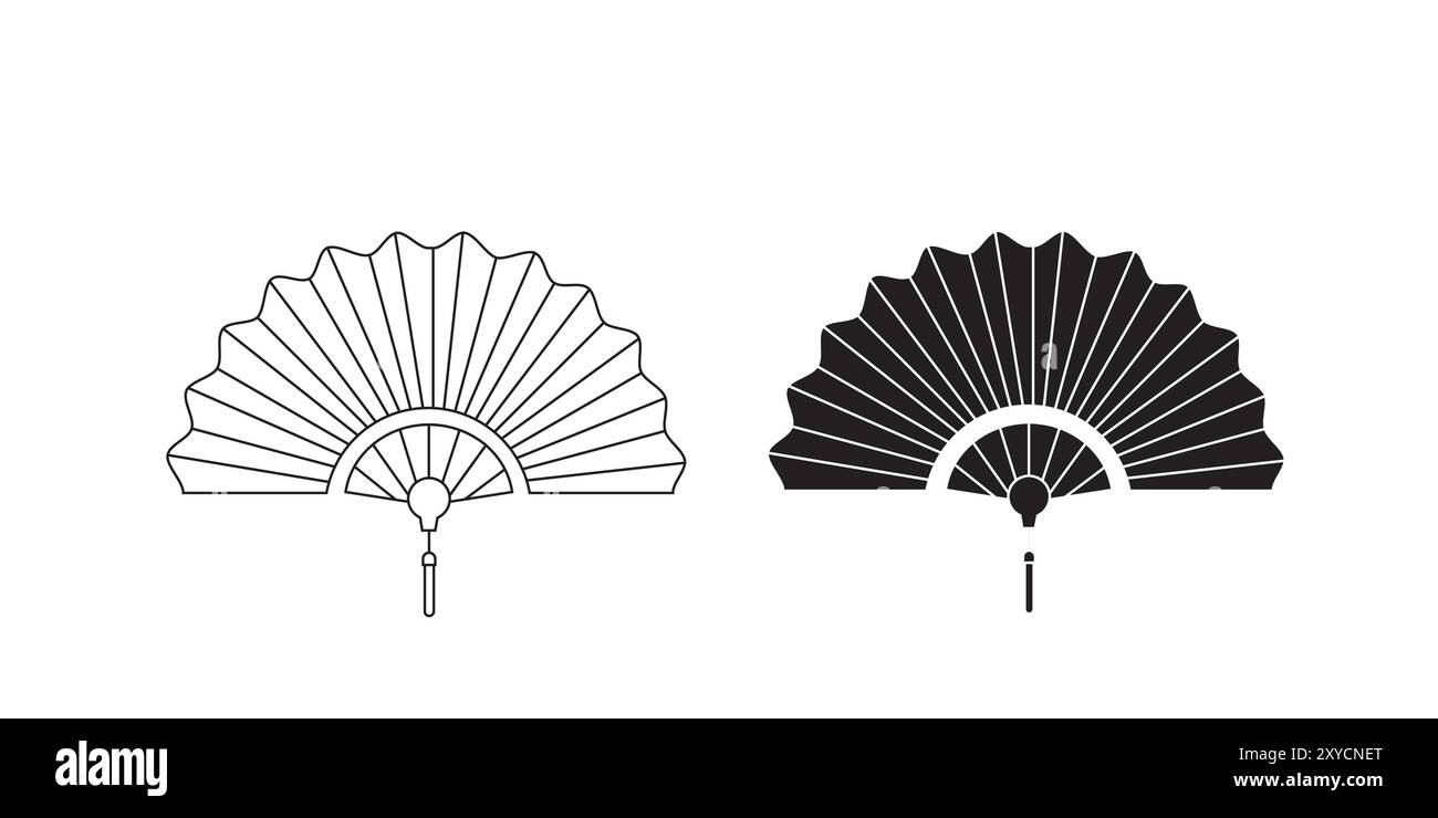 Icône clipart de pliage en éventail manuel. Le Japon a tenu le vecteur de fan handfan Illustration de Vecteur