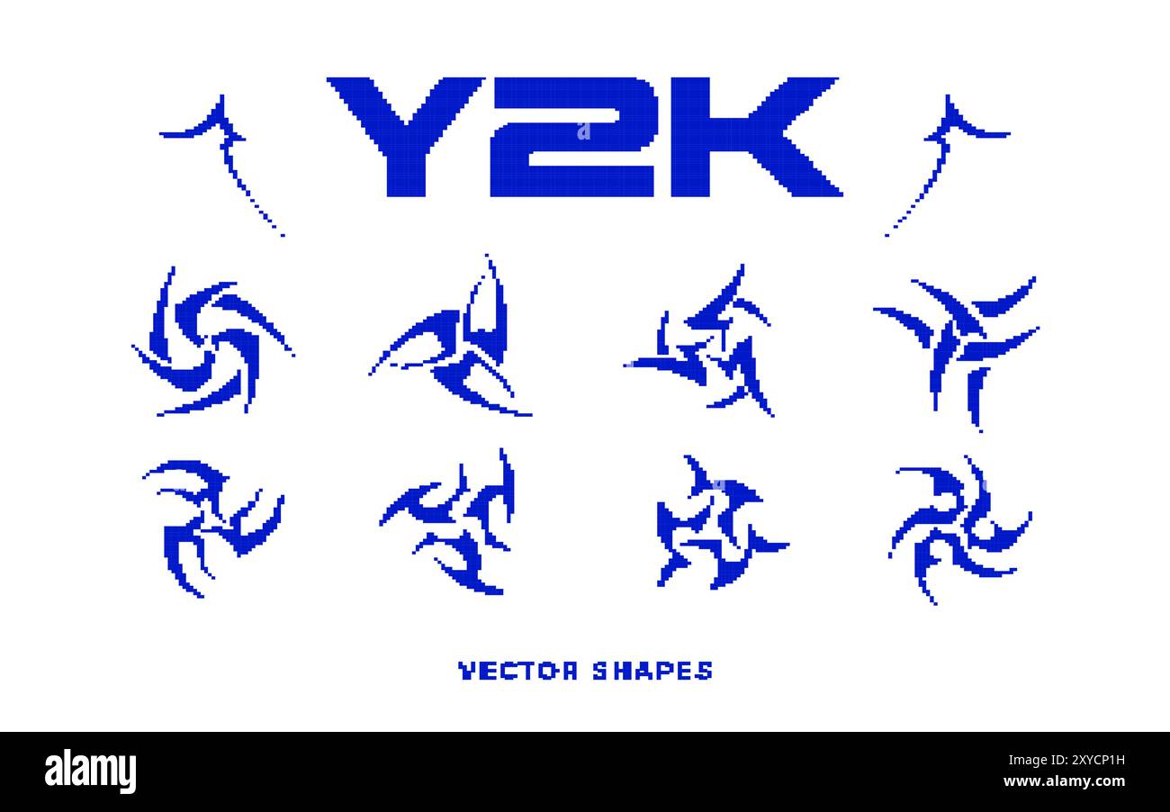 Actif de style de pixel Y2K. formes abstraites vectorielles 8 bits Illustration de Vecteur