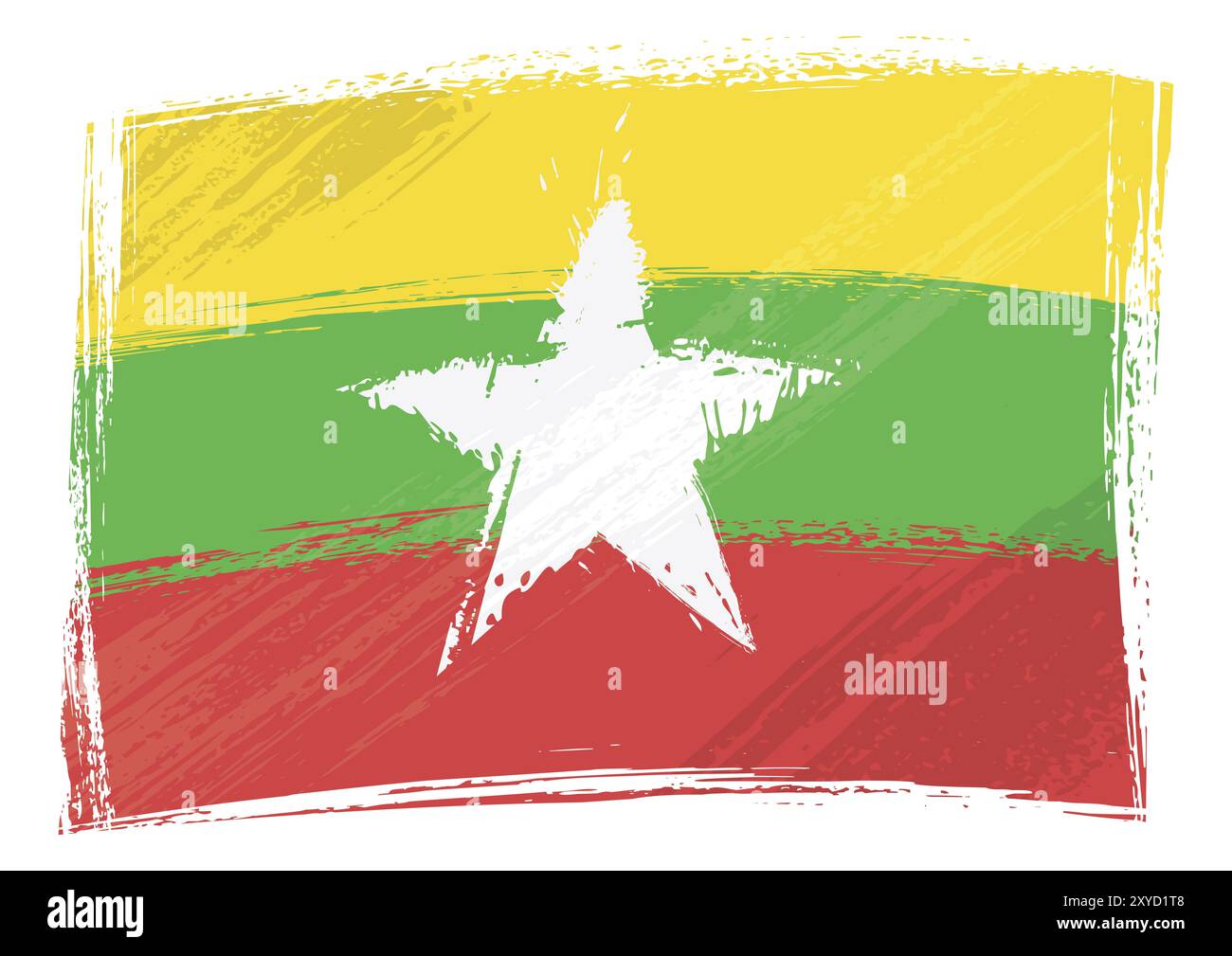Drapeau national du Myanmar créé dans le style grunge Banque D'Images