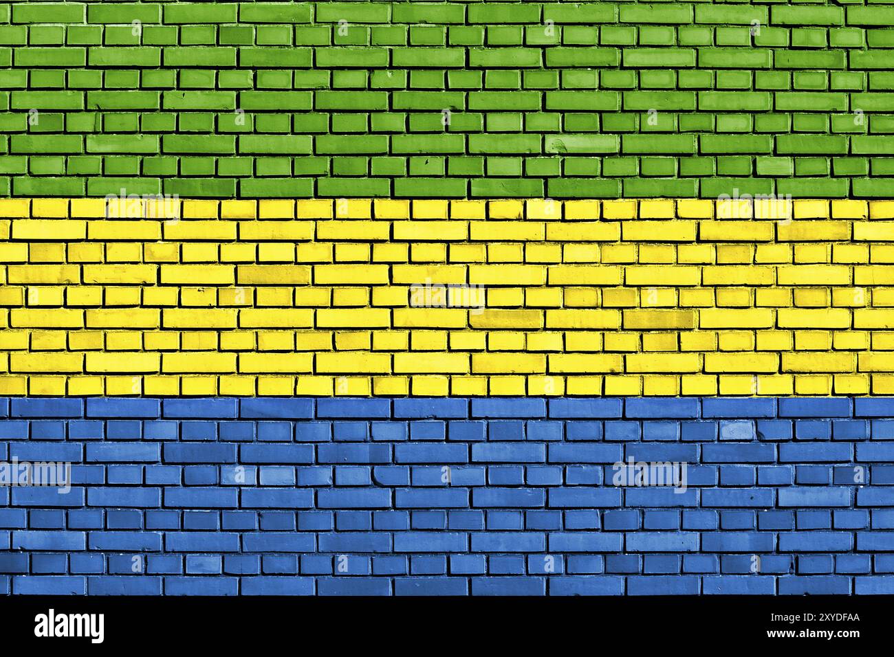 Drapeau du Gabon peint sur mur de briques Banque D'Images