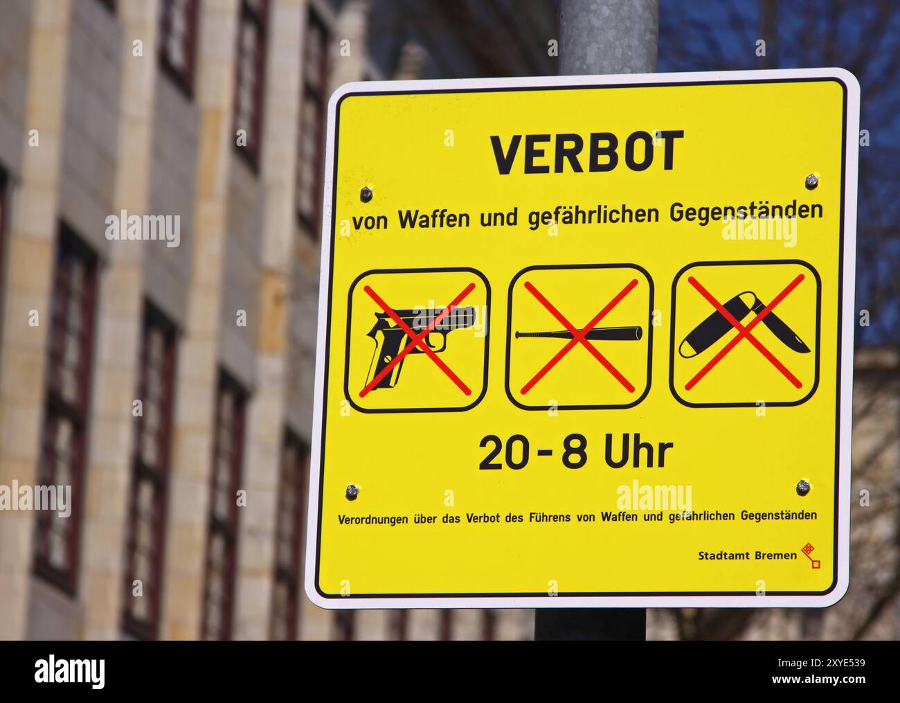 Interdiction d'armes dans la zone du soi-disant Bremen Disco Mile Banque D'Images