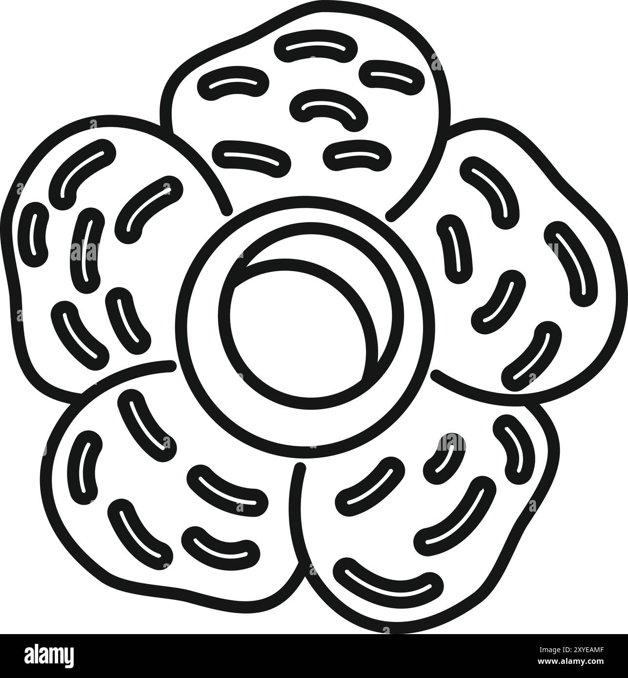 Dessin floral de Rafflesia arnoldii montrant ses cinq lobes, fournissant une aide visuelle pour l'étude botanique Illustration de Vecteur