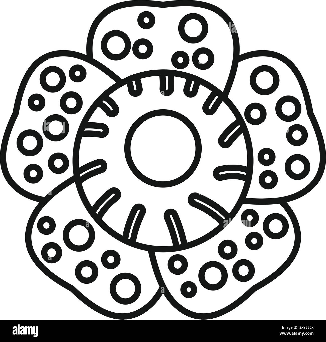 Dessin de contour de fleur de Rafflesia arnoldii avec de grands pétales pour l'activité de coloration Illustration de Vecteur