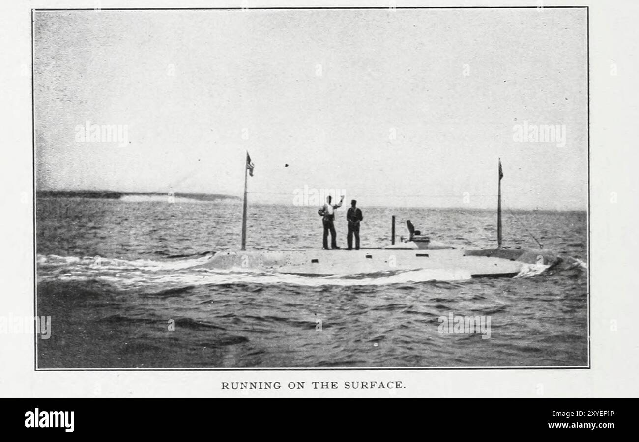 LE TORPILLEUR SOUS-MARIN HOLLAND. COURIR À LA SURFACE DE L'ARTICLE LE SUCCÈS DÉMONTRÉ DU BATEAU SOUS-MARIN. Par le contre-amiral Philip Hichborn, constructeur en chef de l'US Navy. Tiré de l'Engineering Magazine consacré au progrès industriel volume XIX 1900 The Engineering Magazine Co Banque D'Images