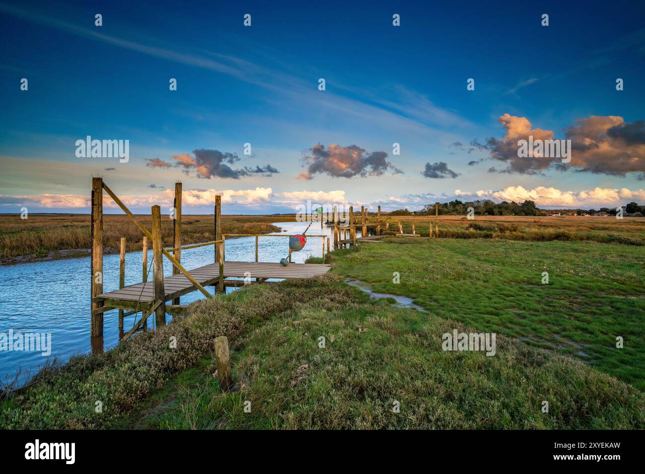 Thornham Old Harbour au coucher du soleil, Thornham, Norfolk, Angleterre, Royaume-Uni Banque D'Images