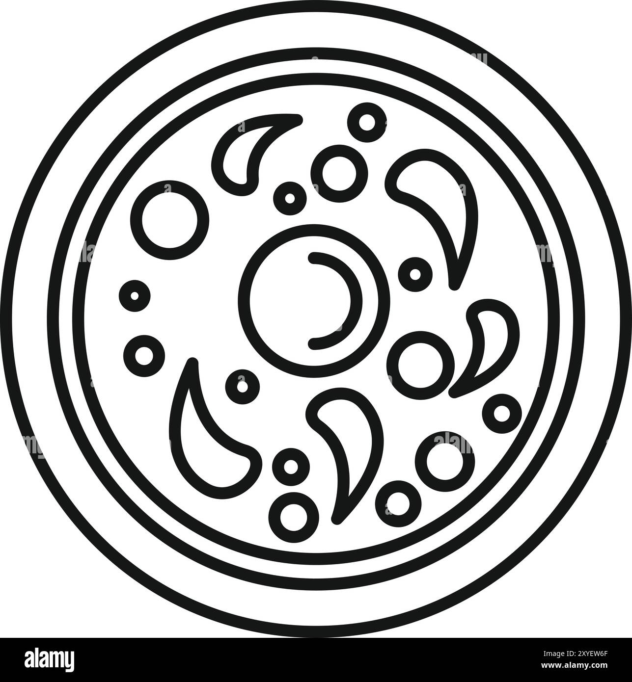 Icône simple en noir et blanc d'une boîte de Pétri contenant des bactéries, utile pour illustrer des concepts scientifiques ou médicaux Illustration de Vecteur