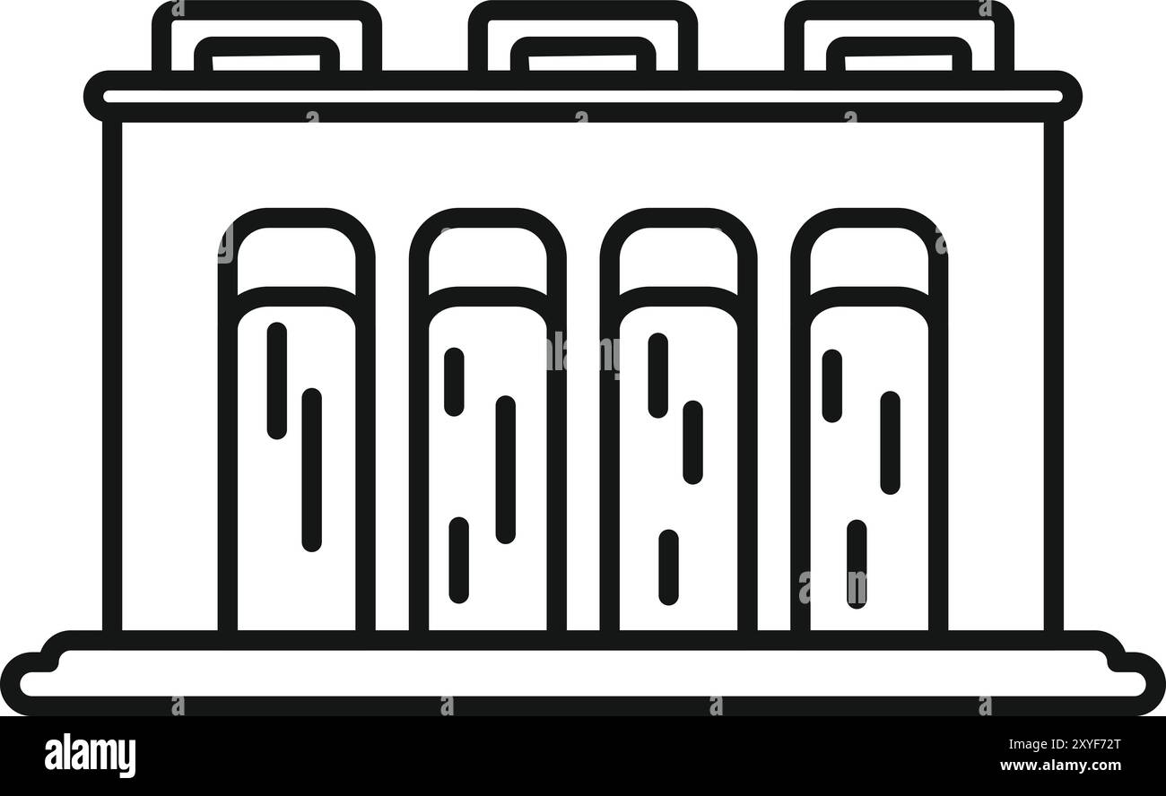Centrale hydroélectrique produisant de l'énergie propre à partir de ressources en eau utilisant des turbines et des générateurs Illustration de Vecteur
