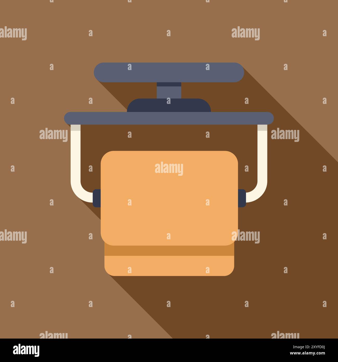 Sèche-mains électrique soufflant de l'air chaud dans une salle de bain publique, vue de côté avec une longue ombre sur un fond marron Illustration de Vecteur