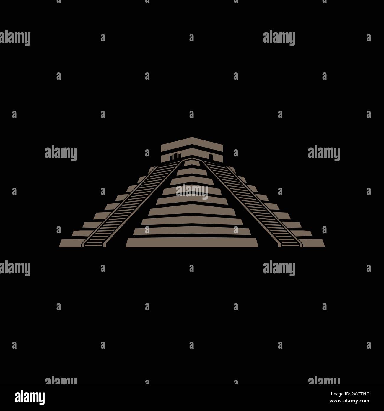 Célèbre ancien mexicain ou Pérou Chicen Itza Aztec Pyramid illustration vectorielle Illustration de Vecteur