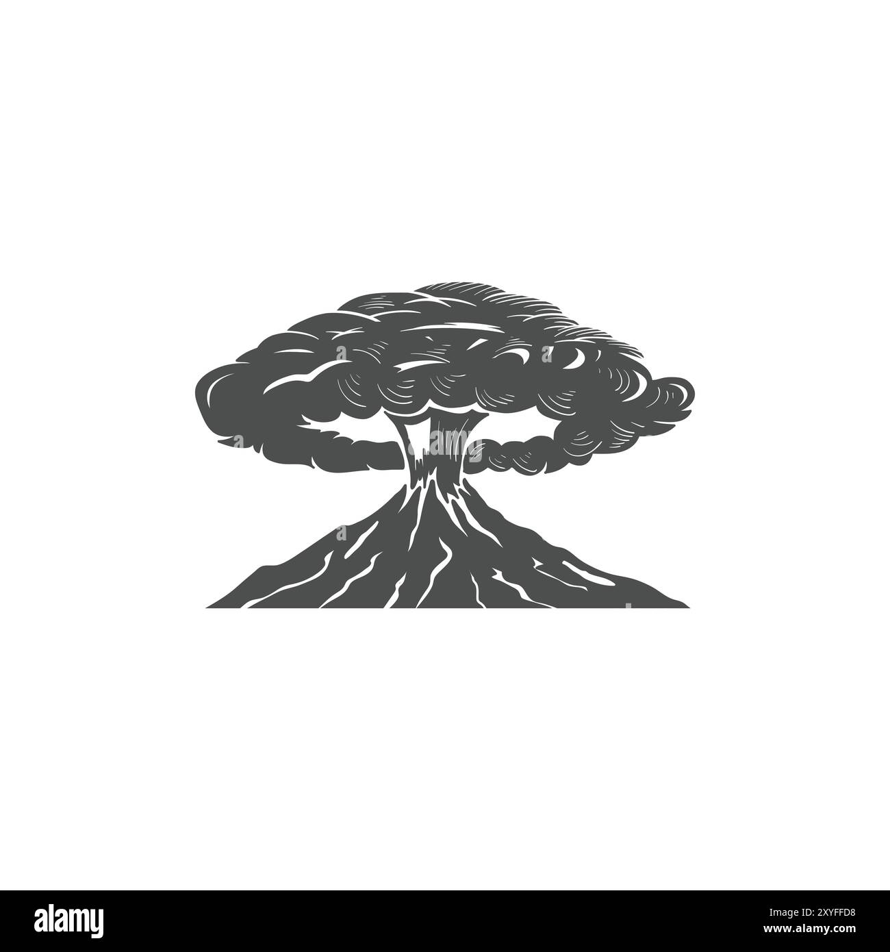 Éruption rétro Vintage de Volcano Mountain pour Adventure logo Design Vector Illustration de Vecteur