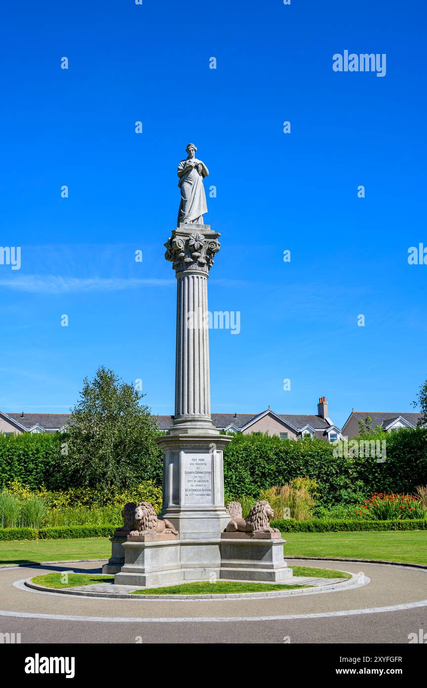 Statue de Hygeia commémorant le don de Duthie Park par Lady Elizabeth Duthie à Aberdeen et son ouverture par la princesse Béatrice, Écosse, Royaume-Uni, Europe Banque D'Images