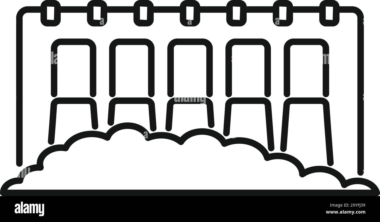 Simple dessin au trait d'un barrage de centrale hydroélectrique générant de l'électricité pour des concepts d'énergie renouvelable Illustration de Vecteur