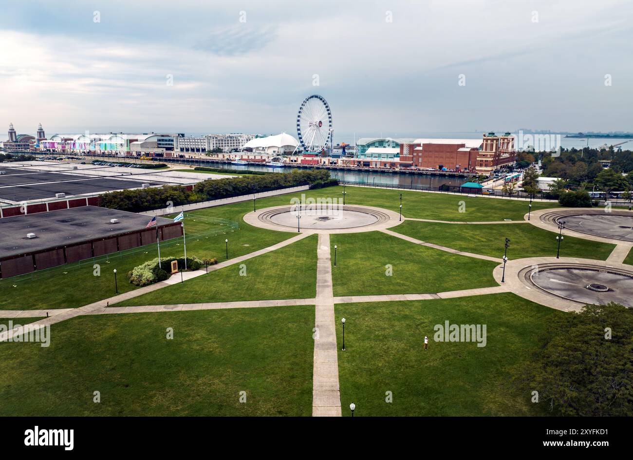 Photographie aérienne de Navy Pier, Chicago, Illinois, États-Unis. 21 septembre 2023. Banque D'Images