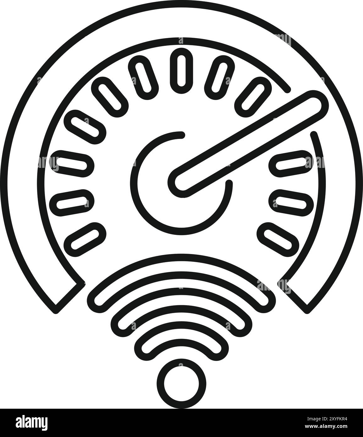 Illustration vectorielle minimaliste d'un compteur de vitesse montrant la force du signal wifi, idéal pour les concepts de test de vitesse Internet Illustration de Vecteur