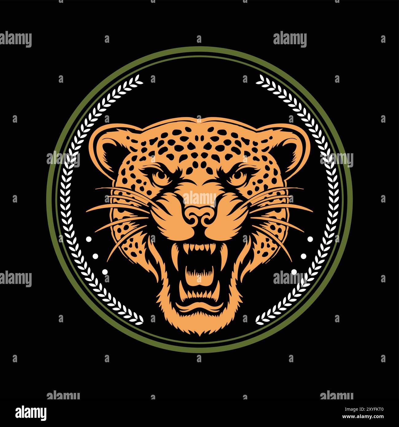 Vintage rétro Angry Roaring Tiger Jaguar Leopard Puma Cheetah Head Design Vector Illustration de Vecteur