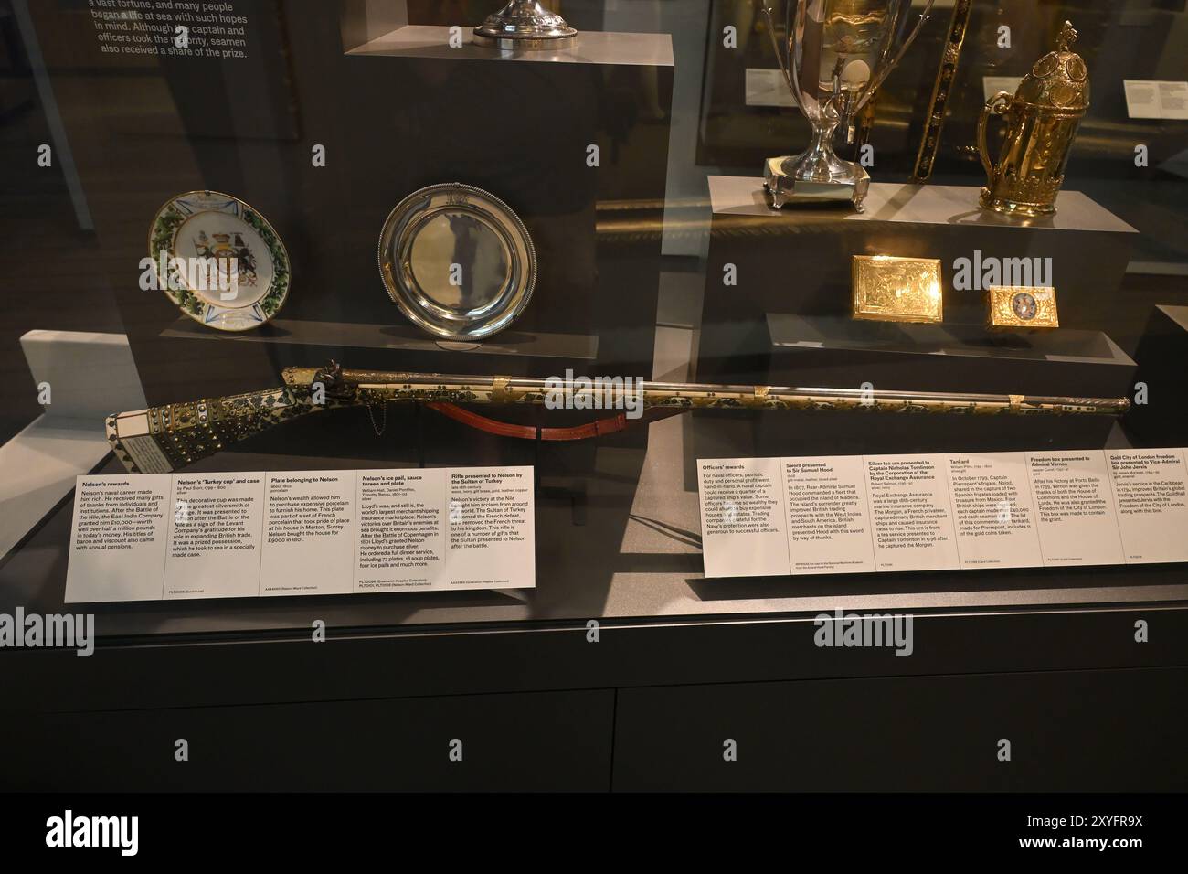 Fusil présenté à Nelson par le sultan de Turquie à la fin du XVIIIe siècle exposé au National maritime Museum de Londres Banque D'Images