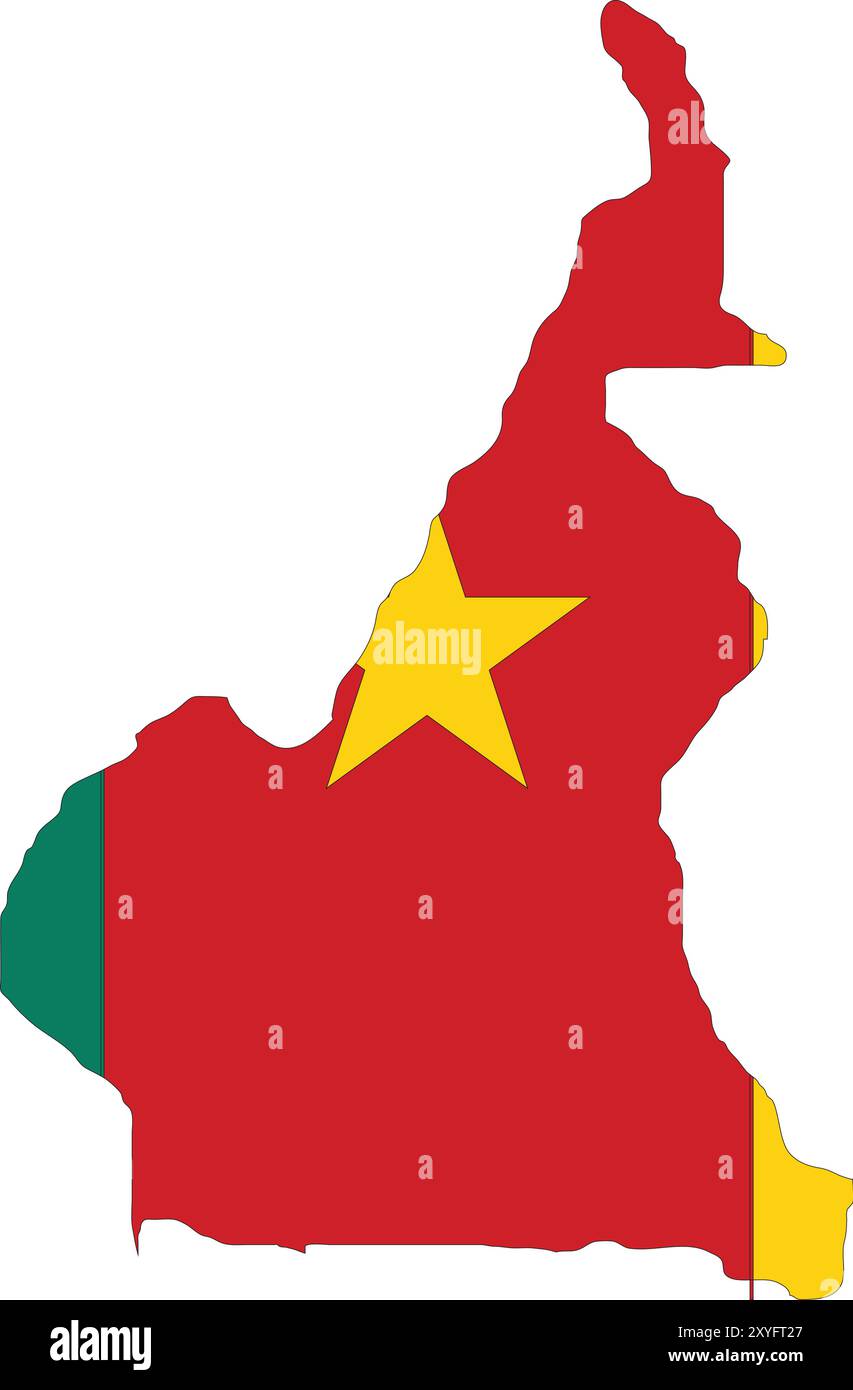 Drapeau du Cameroun sur la carte, carte du Cameroun avec drapeau, carte du pays, carte du Cameroun avec drapeau, drapeau de la Nation Cameroun Illustration de Vecteur