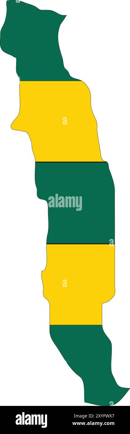 Drapeau Togo dans la carte, carte Togo avec drapeau, carte pays, carte Togo avec drapeau, drapeau Nation Togo Illustration de Vecteur