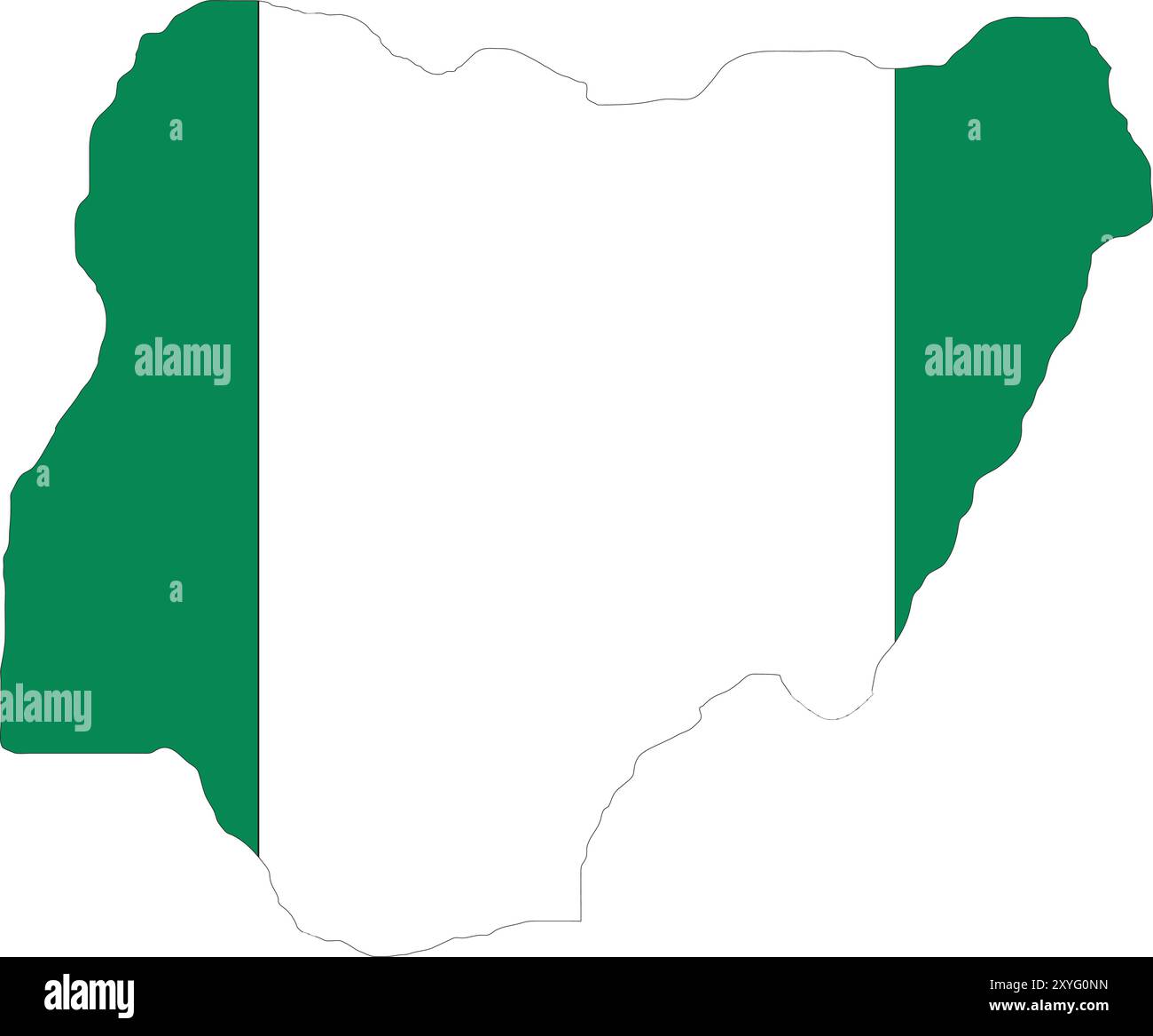Drapeau du Nigeria sur la carte, carte du Nigeria avec drapeau, carte du pays, carte du Nigeria avec drapeau, drapeau de la Nation Nigeria Illustration de Vecteur
