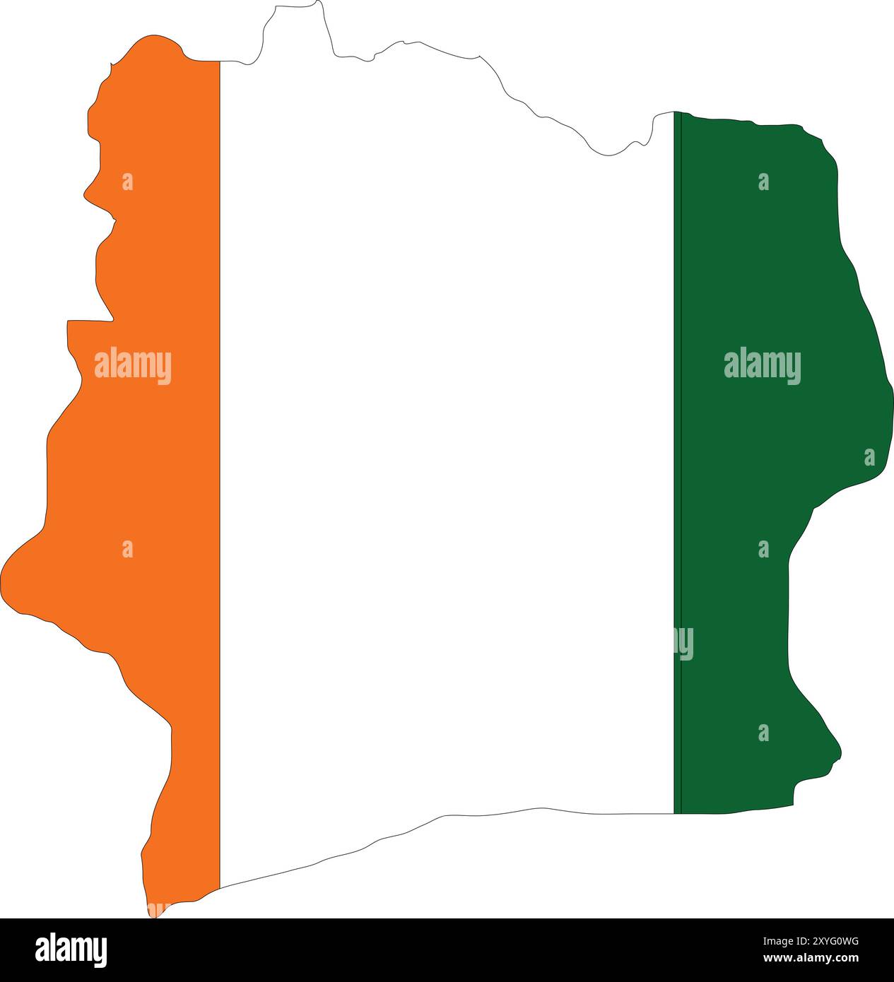 Drapeau de la Côte d'ivoire sur la carte, carte de la Côte d'ivoire avec drapeau, carte du pays, carte de la Côte d'ivoire avec drapeau, drapeau de la Nation Côte d'ivoire Illustration de Vecteur