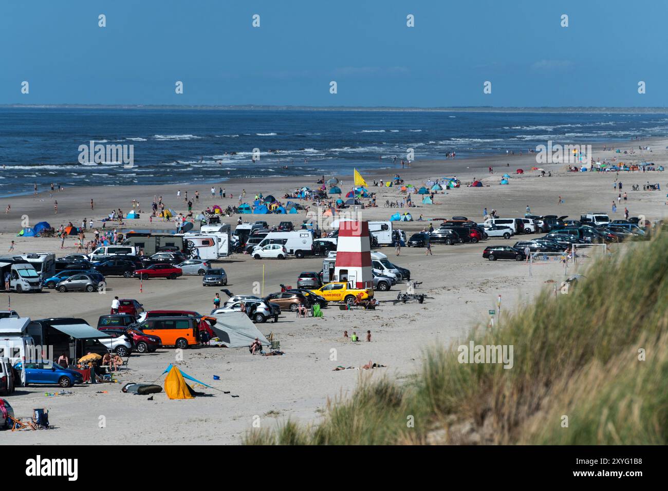 Plage Vejers Strand, plage de voitures, Danemark Banque D'Images
