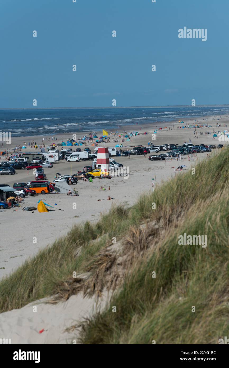 Plage Vejers Strand, plage de voitures, Danemark Banque D'Images