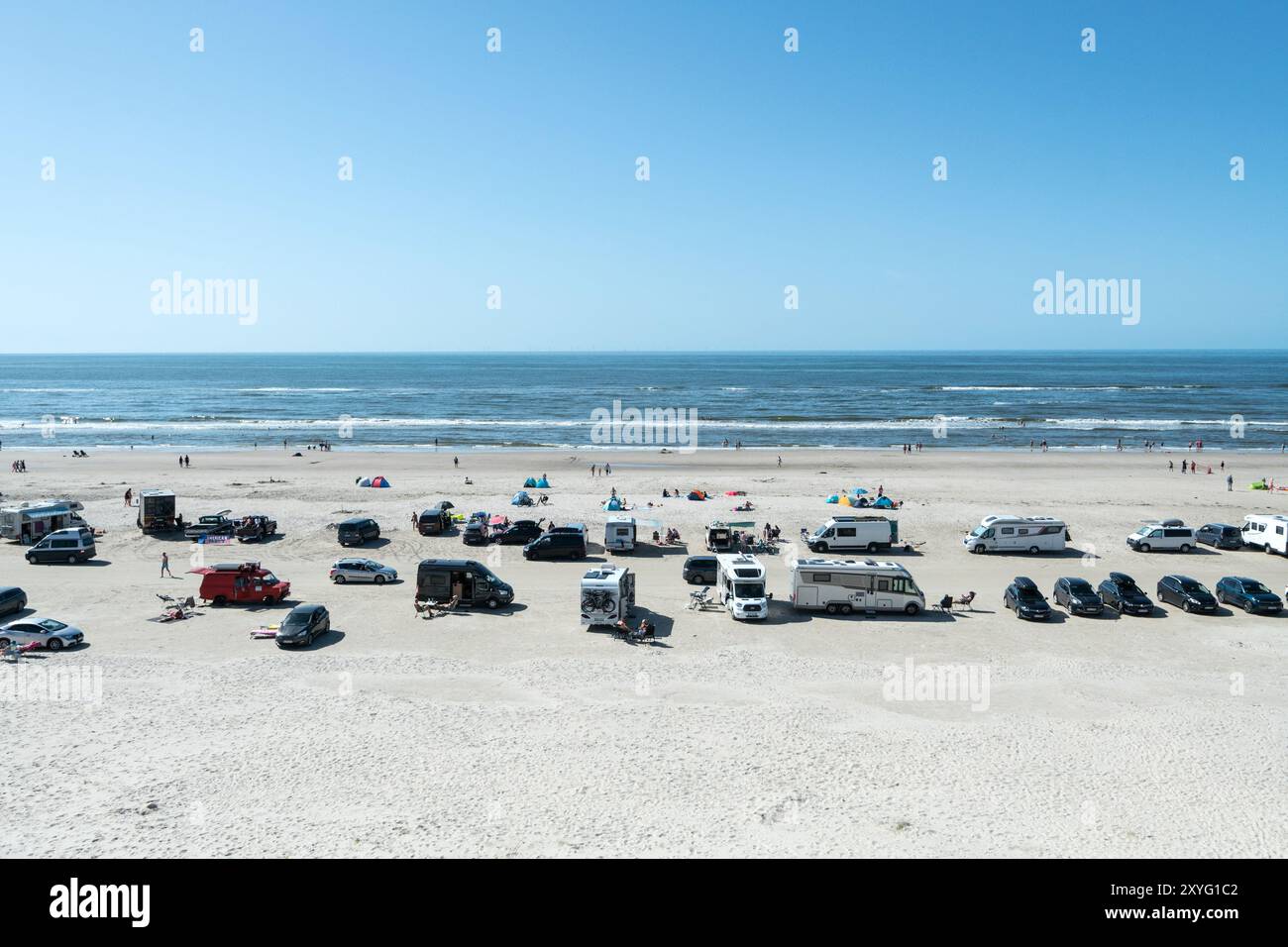 Plage Vejers Strand, plage de voitures, Danemark Banque D'Images