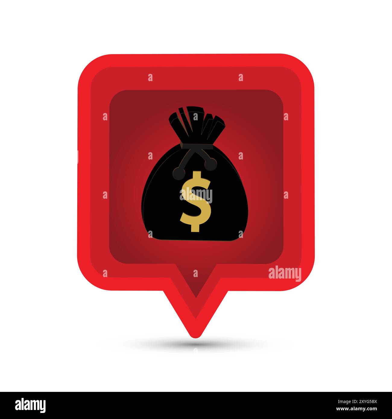 Bulle rouge avec un sac d'argent avec le symbole du dollar dessus Illustration de Vecteur