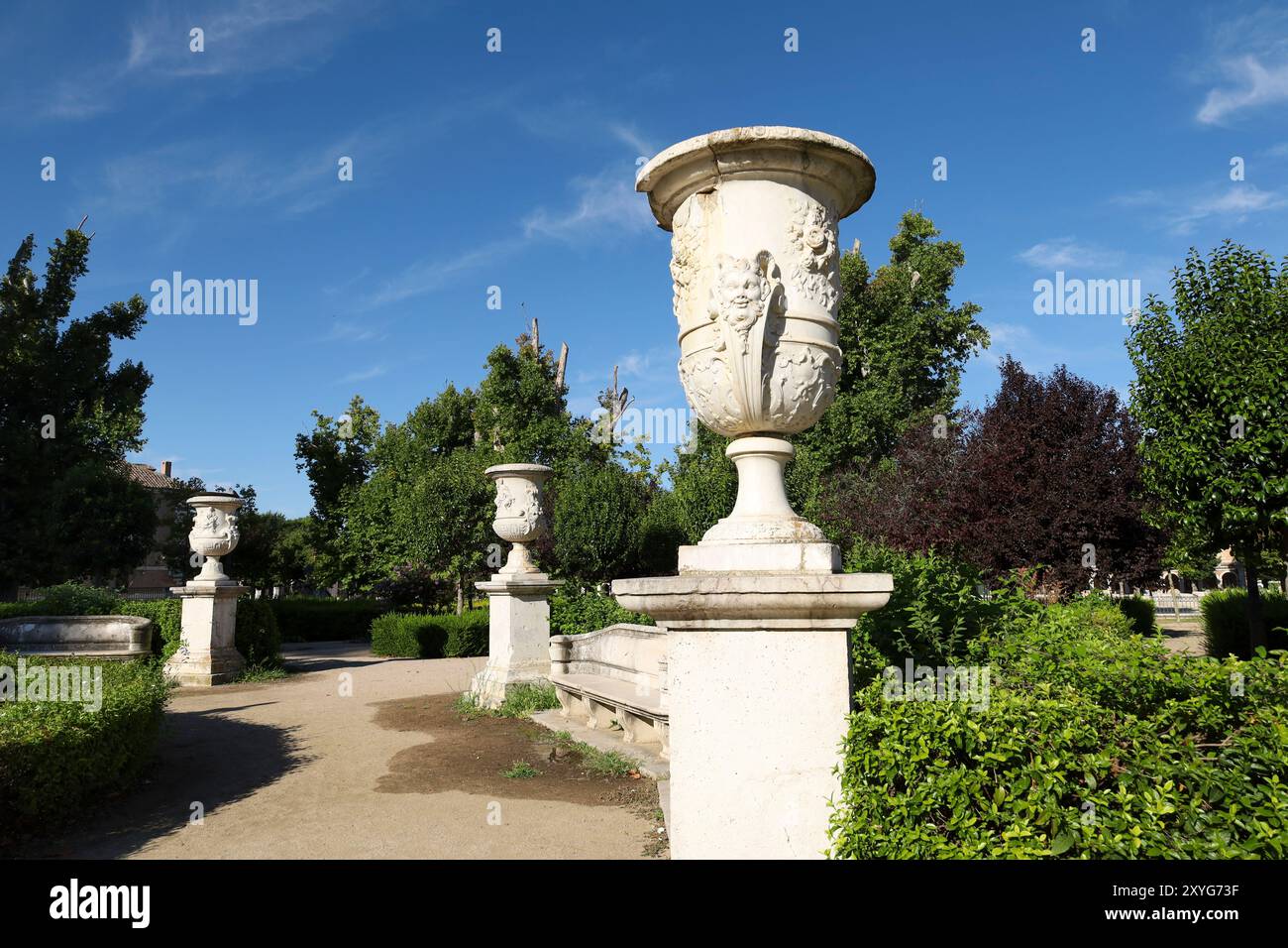 Beaux jardins Elizabeth II dans la ville d'Aranjuez, Madrid Banque D'Images