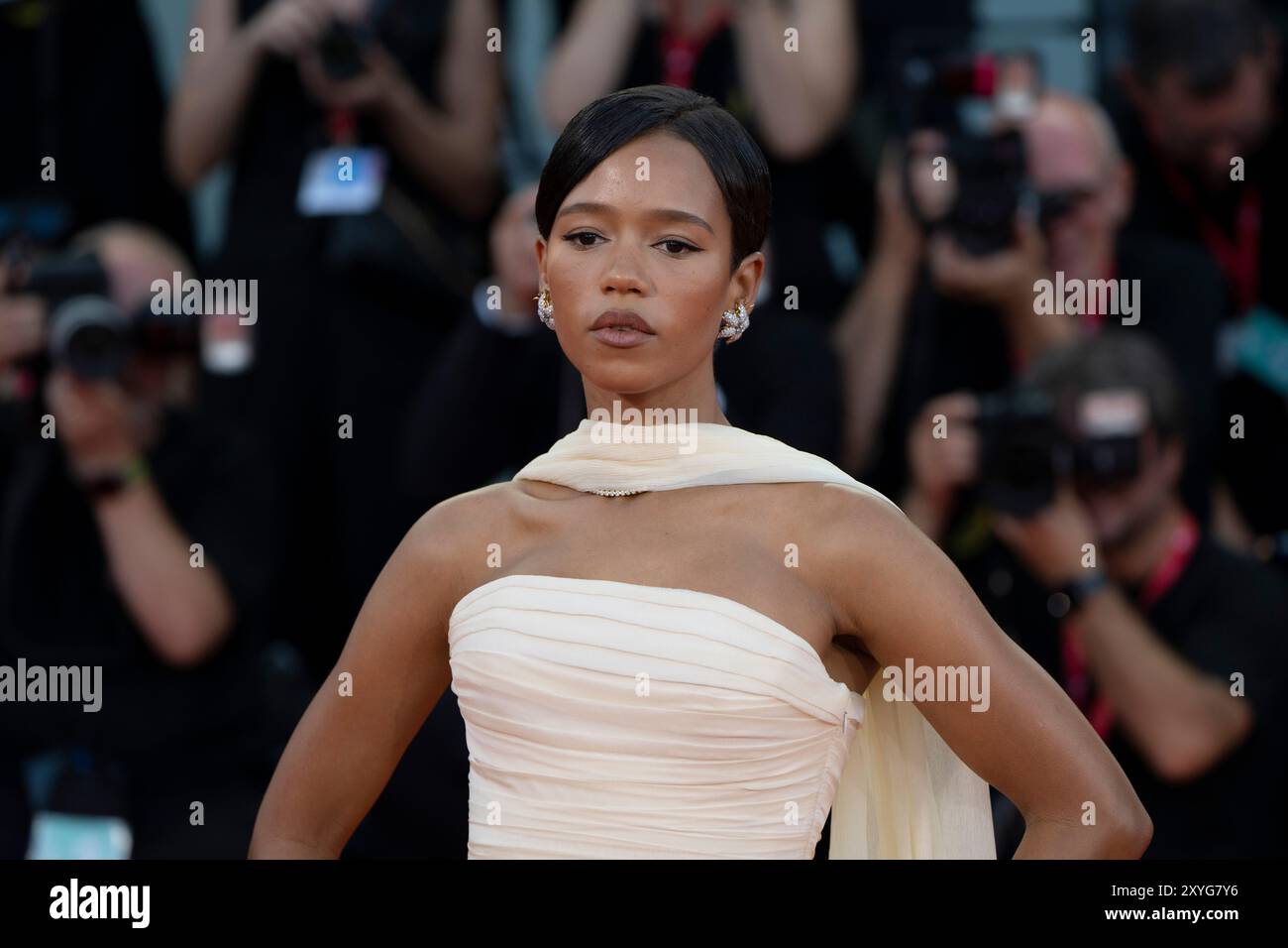 Lido di Venezia, Italie, 29 août 2024 - Taylor Russell assiste au tapis rouge pour le film 'Maria' au 81° Venice film Festival. Crédits : Luigi de Pompeis / Alamy Live News Banque D'Images