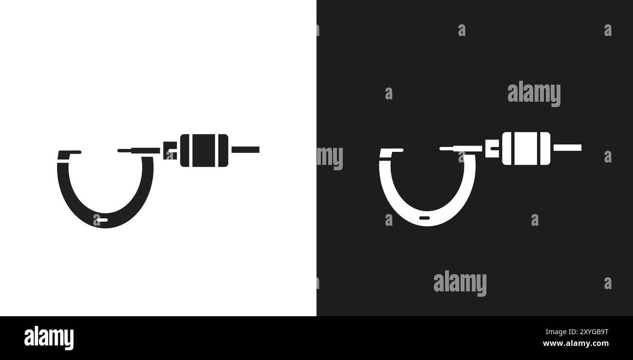 Icône de micromètre logo signe vectoriel contour en noir et blanc Illustration de Vecteur