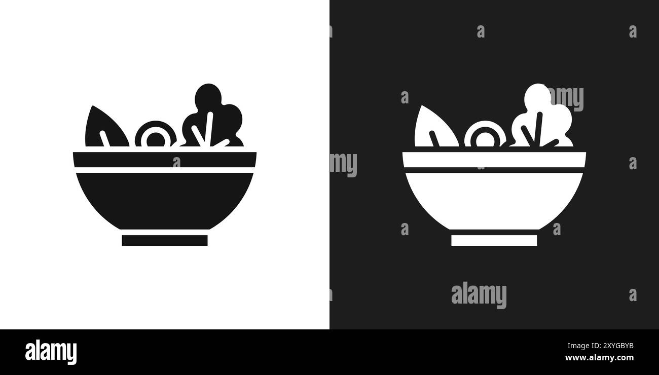 Contour de vecteur de signe de logo d'icône de salade en couleur noire et blanche Illustration de Vecteur