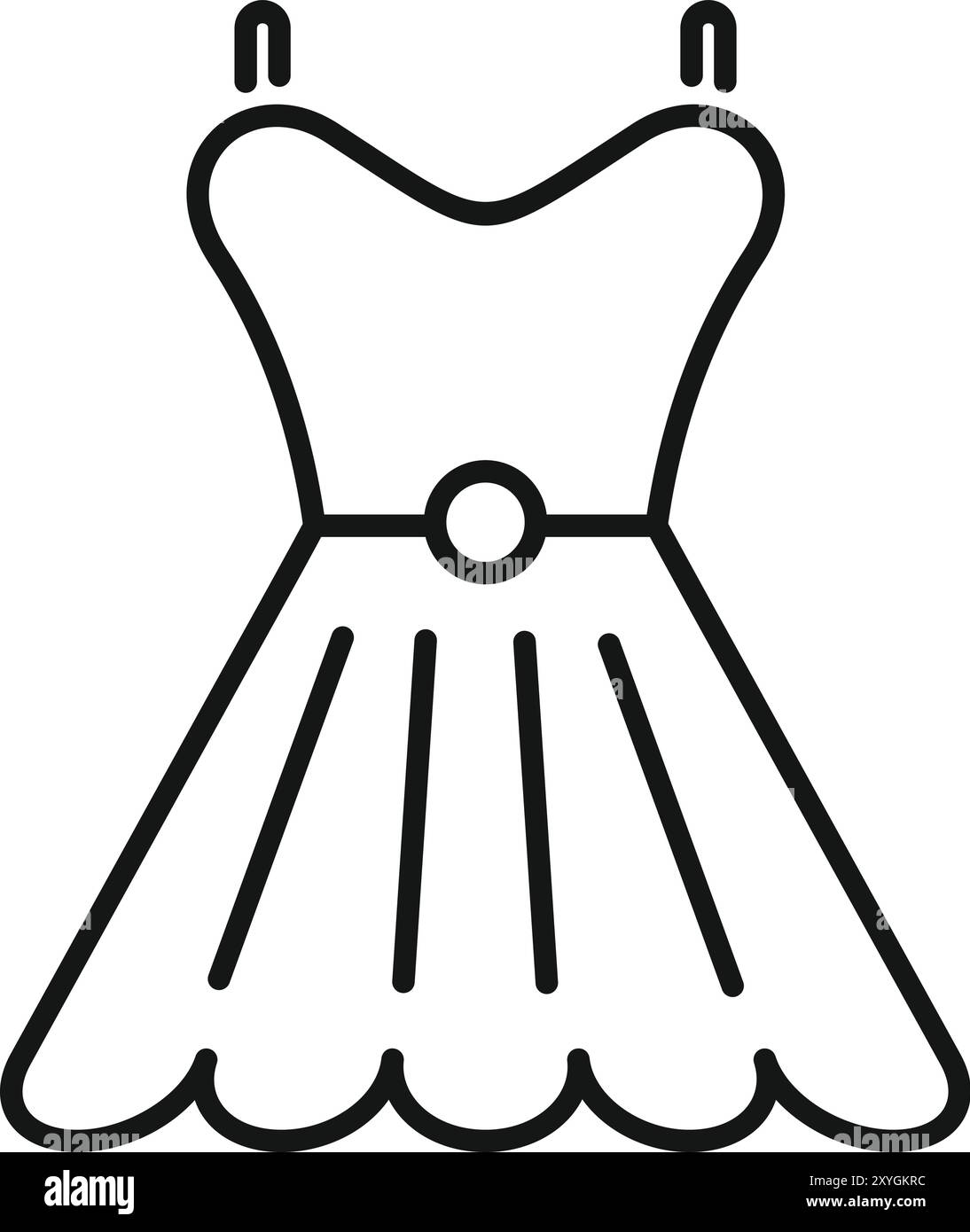 Robe élégante avec une silhouette de ligne et une icône d'encolure ronde montrant la mode et le style Illustration de Vecteur