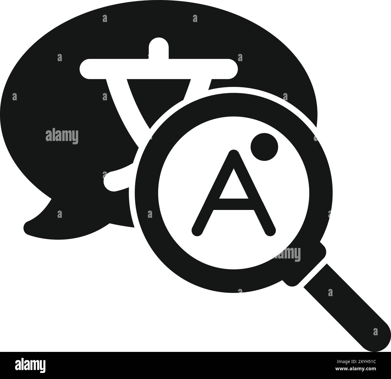 La loupe montre la traduction d'un caractère chinois, symbolisant l'apprentissage d'une langue ou des services de traduction Illustration de Vecteur