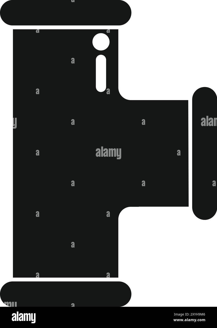 Icône vectorielle simple d'une pièce de plomberie, un connecteur de tuyau en T avec trois ouvertures, isolé sur blanc Illustration de Vecteur