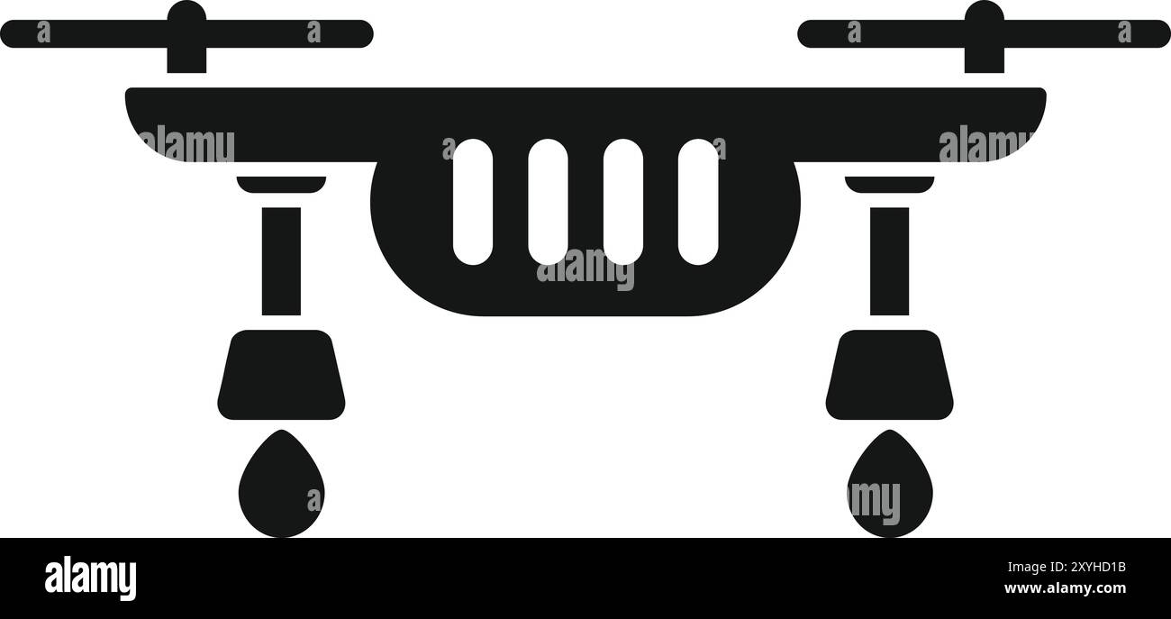 Icône solide noire pour un drone pulvérisant des pesticides ou des engrais, pour des thèmes agricoles Illustration de Vecteur