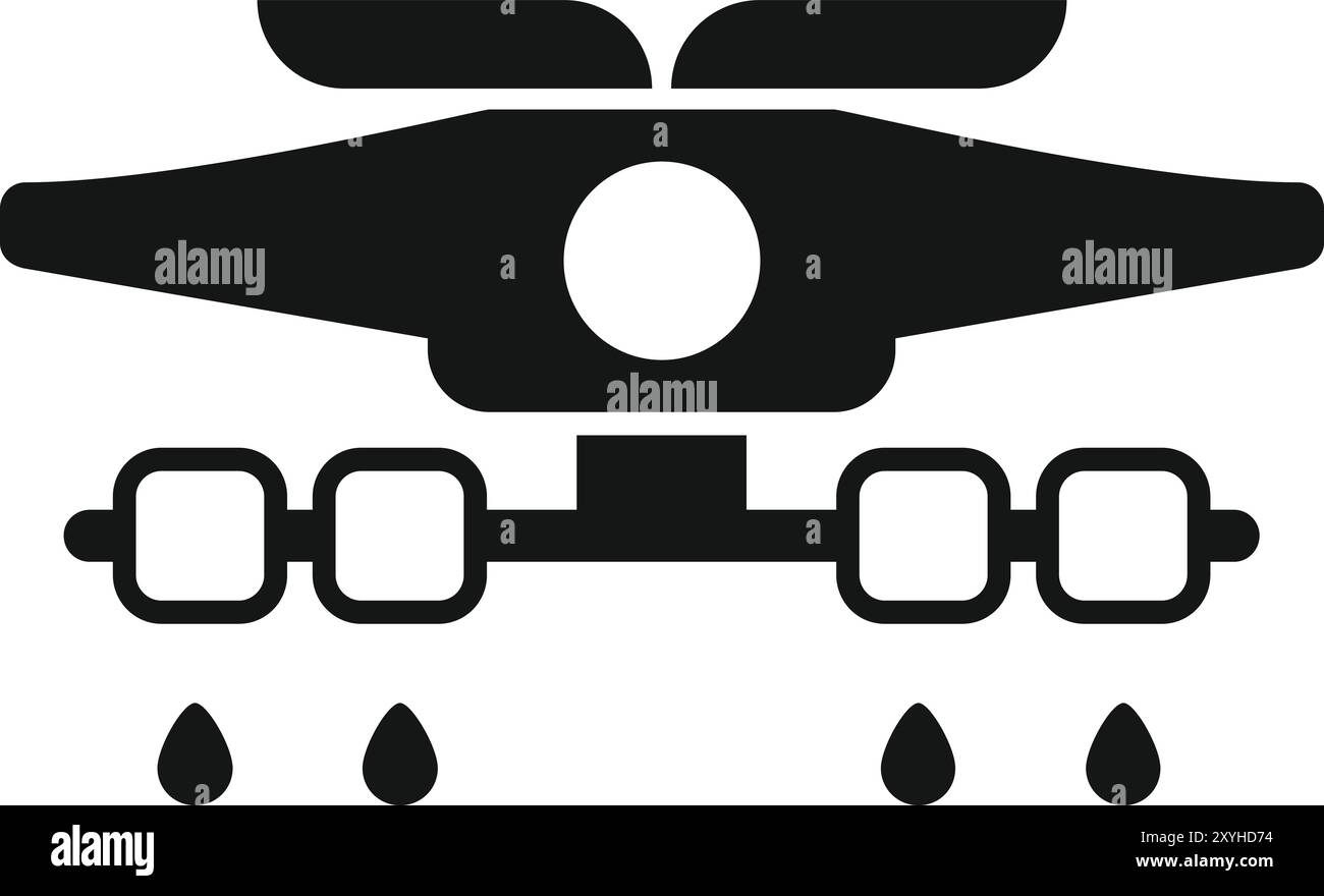 Icône vectorielle simple d'un drone pulvérisant un liquide sur les cultures Illustration de Vecteur