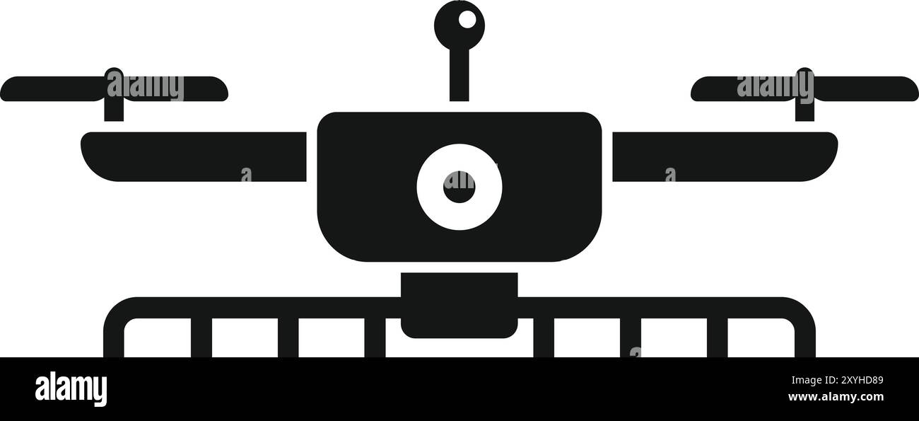 Icône vectorielle simple d'un drone agricole pulvérisant de l'engrais sur le champ Illustration de Vecteur