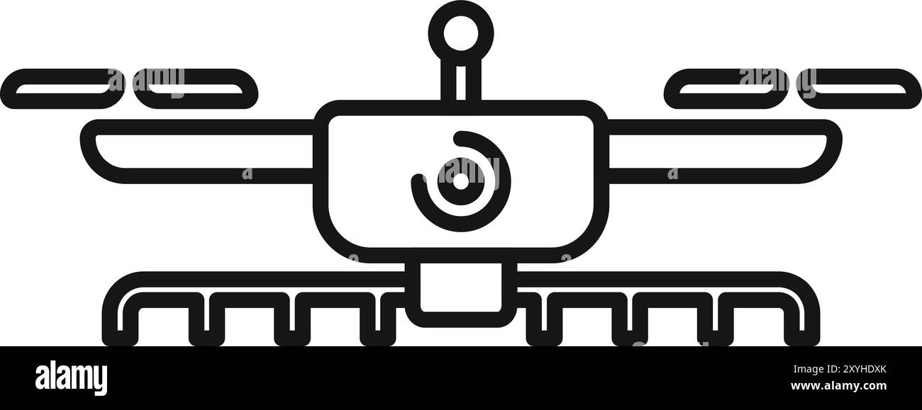 Icône simple d'un drone agricole intelligent pulvérisant un champ agricole Illustration de Vecteur